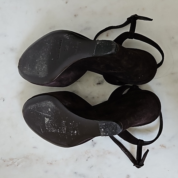 BALENCIAGA - silky soft rich chocolate brown suede sandals - Picture 6 of 7